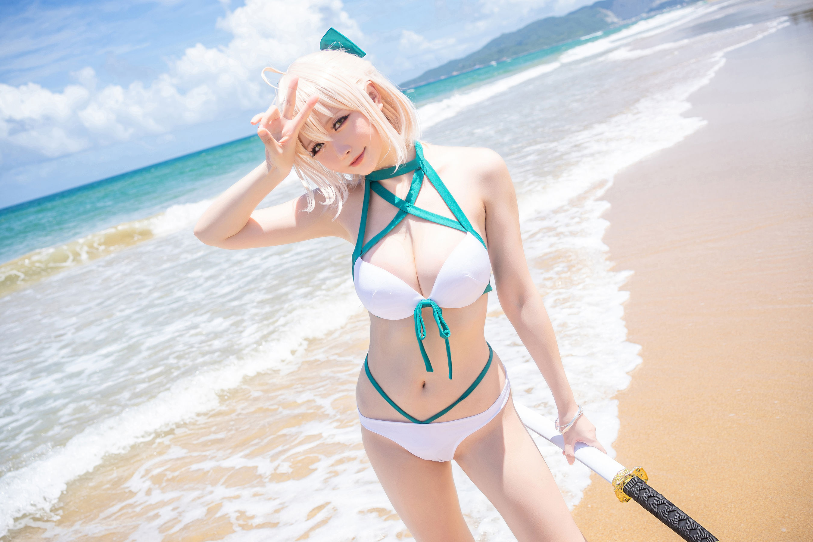 Coser小姐姐星之迟迟 – 秘密花园 冲田总司泳装 [14P]