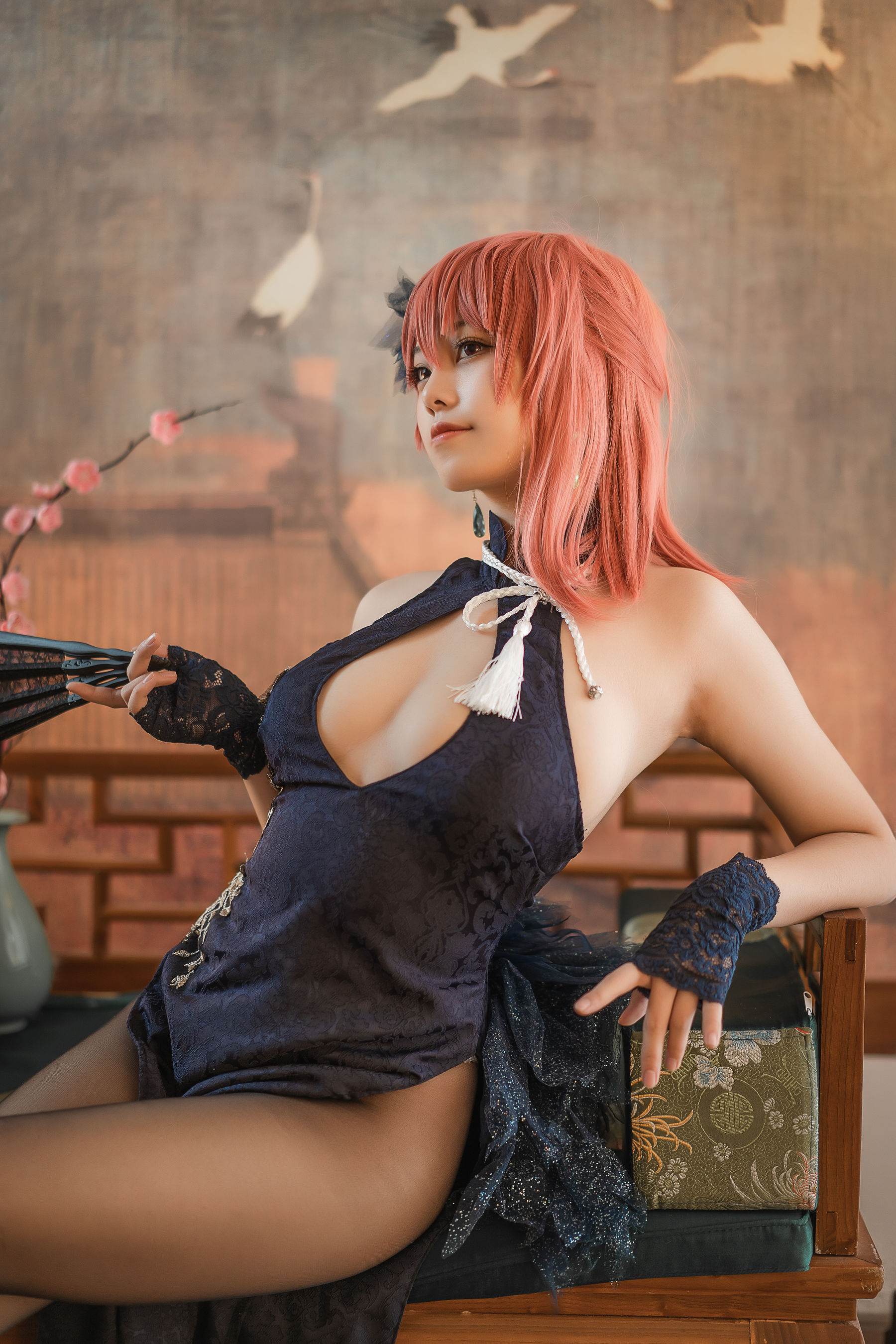 萌系小姐姐蜜汁猫裘 – 黑太子旗袍 [40P]