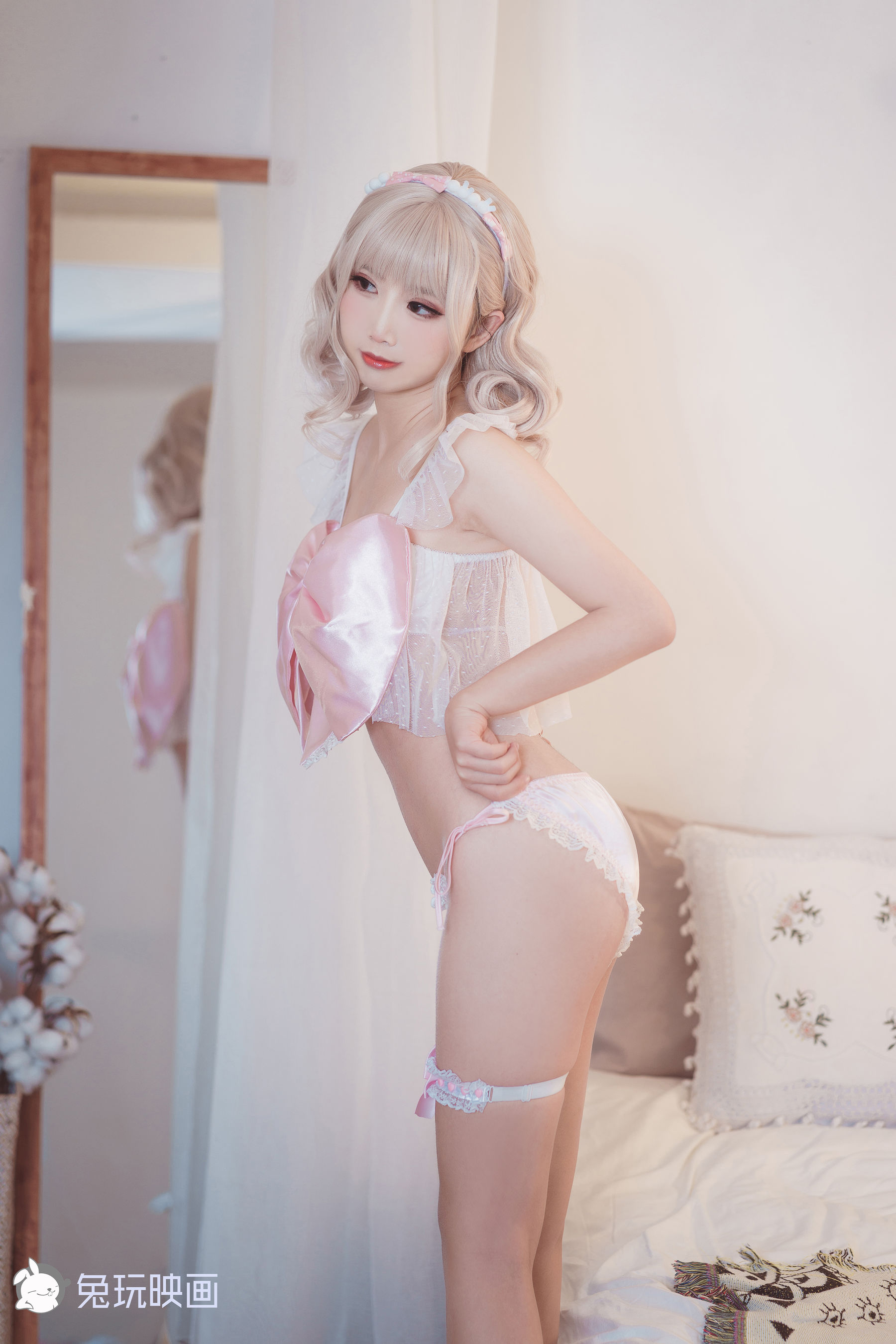 可爱人气Coser面饼仙儿 蝴蝶结内衣 [12P]