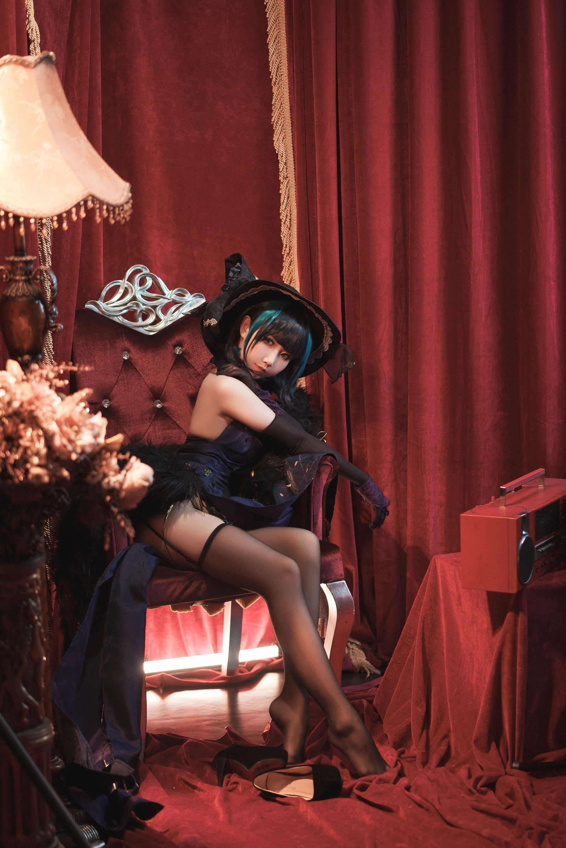 可爱人气Coser面饼仙儿 – 柴郡旗袍 [21P]